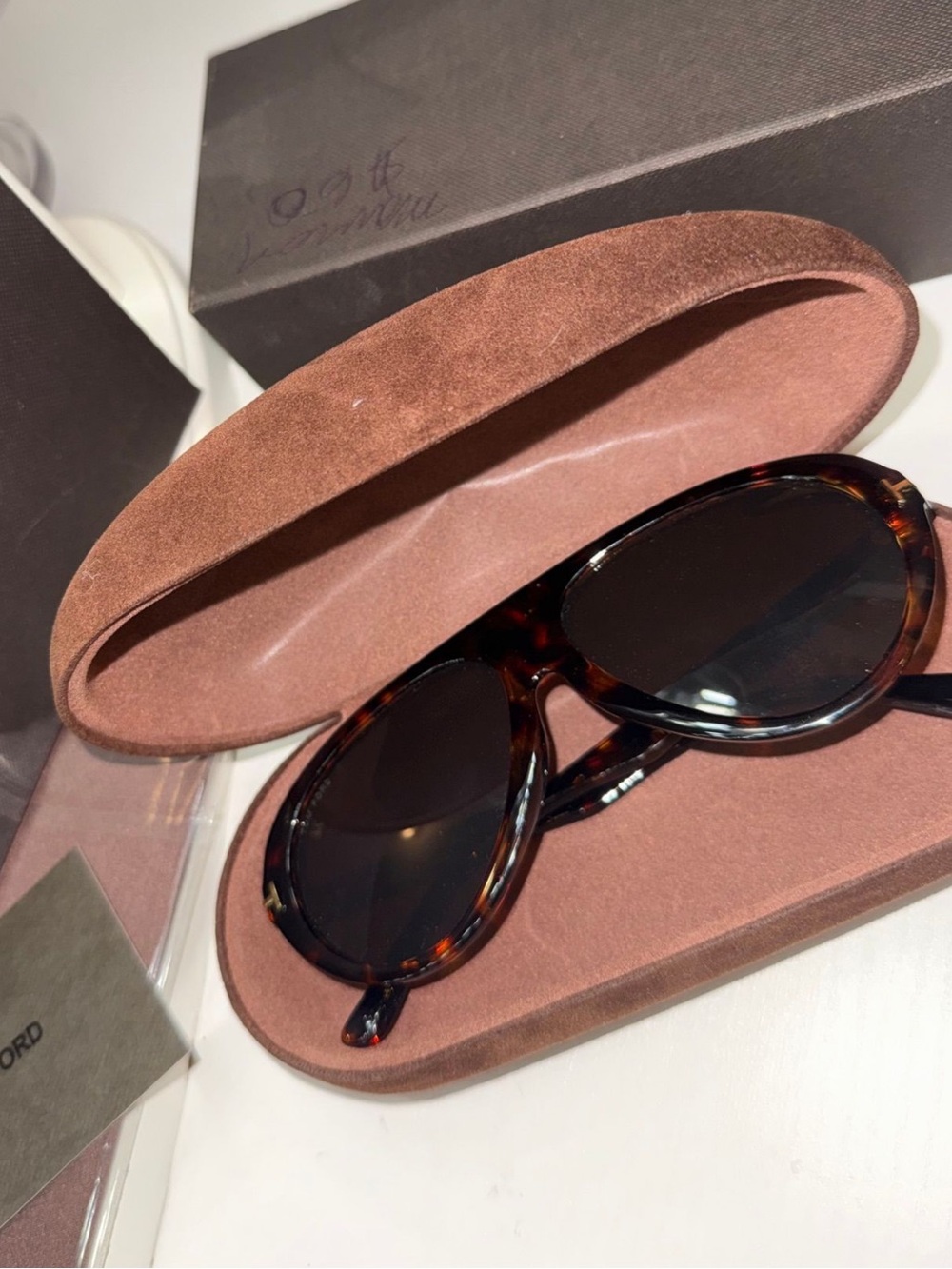Tom Ford Tortoise Shell Aviator Sunglasses with Brown Lenses - Picture 3 of 7